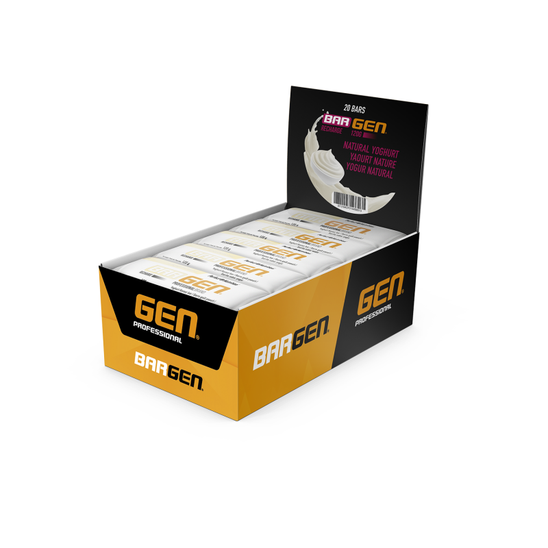 BARGEN Recharge - 20 x 120gr Las barritas BARGEN RECHARGE ofrecen la combinación perfecta de energía y nutrientes para deportistas. Con su cobertura superior, son la elección ideal para la recuperación y el rendimiento óptimo. ¡Recarga tu energía con cada bocado!