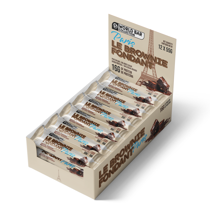 World Bar Collection – 12 x 55 g Barritas proteicas con 16 g de proteína y solo 2 g de azúcar, diseñadas para aportar energía y controlar el antojo entre comidas. Ideales para deportistas.