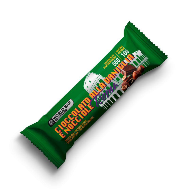 World Bar Collection – 1 x 55 g Barrita con 16g de proteína con solo 2g de azúcar, ideal como snack deportivo para cualquier momento del día.